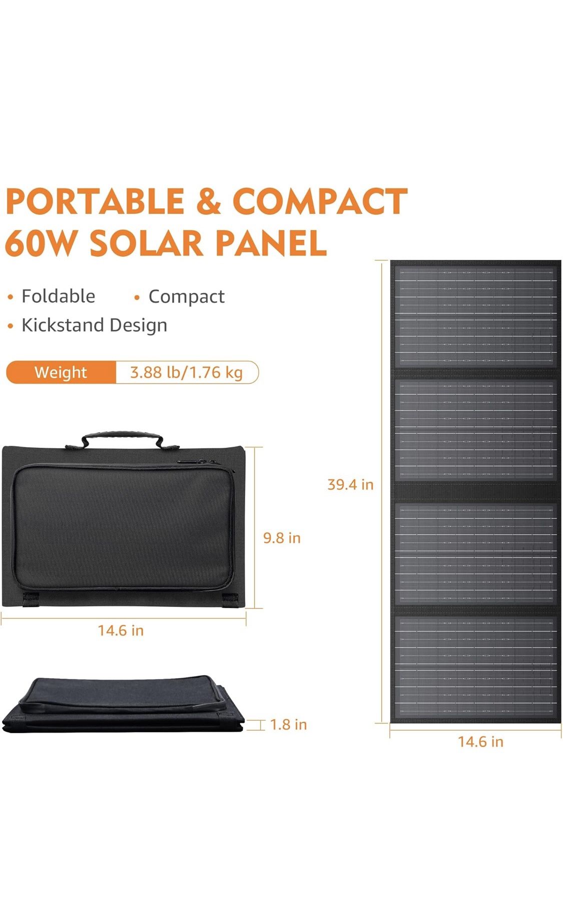 60W Solar Panel Emergency, Hiking, Camping Etc