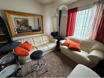 White leather couches