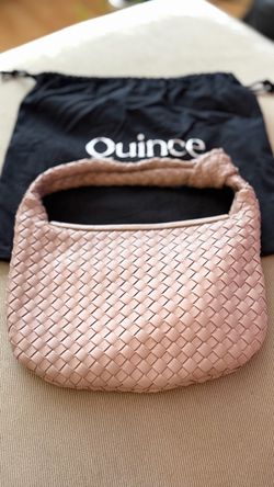 Quince Mini Hobo Bag Taupe Woven Zip Closure Top Handle