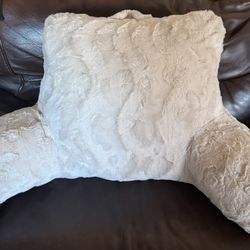 cream faux fur bed rest pillow