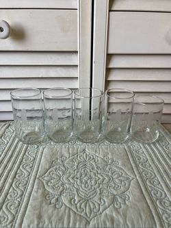 Vintage Princess House Heritage Rocks Glasses Set of 4 Vintage Plus 1 Matching Glass
