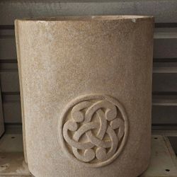 Vintage Large Stone Planter with Celtic Knot Design (22" Tall)