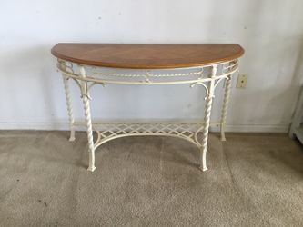 Wrought Iron and Wood Sofa Table