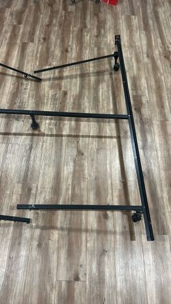 Black Metal Bed Frame with Wheels