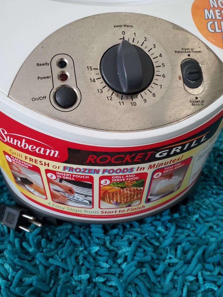 New Sunbeam Rocket Grill Grill Fresh Or Frozen Foods In Minutes Great For Condo Or Dorm ( Don't Fry)