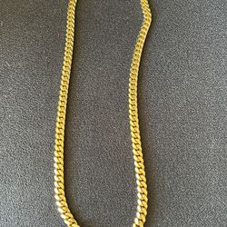 7.5mm 24” Cuban Link 18K Gold Plated Sterling Silver Chain
