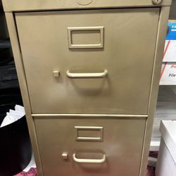 Gold Vintage Steel Filing Cabinet 2 Drawer 