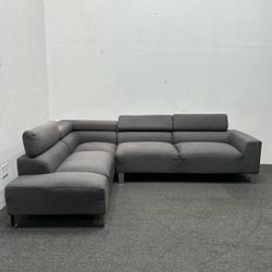 2 piece Dark Gray Fabric L-Shaped Sectional Sofa/ we can deliver