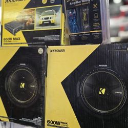 Kicket 2-12" Subwoofer Amplifier And Wiring kit