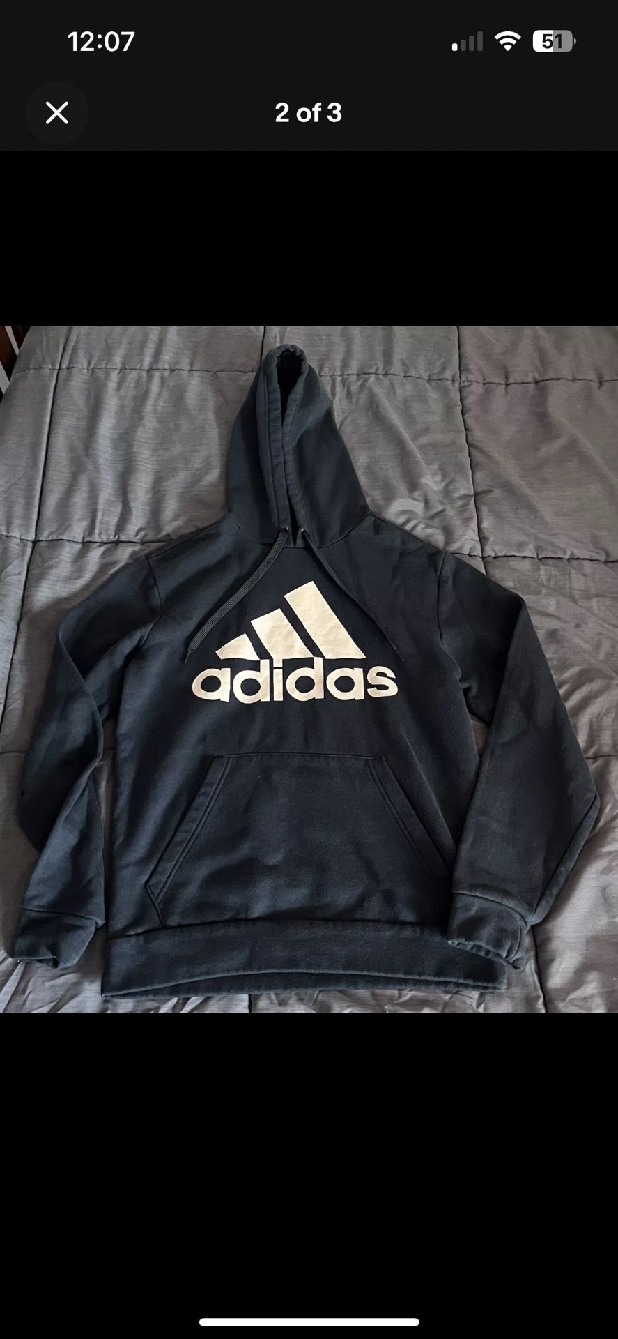 Adidas Hoodie Golf Sweatshirt Adult Small Navy Blue Big Spellout Logo