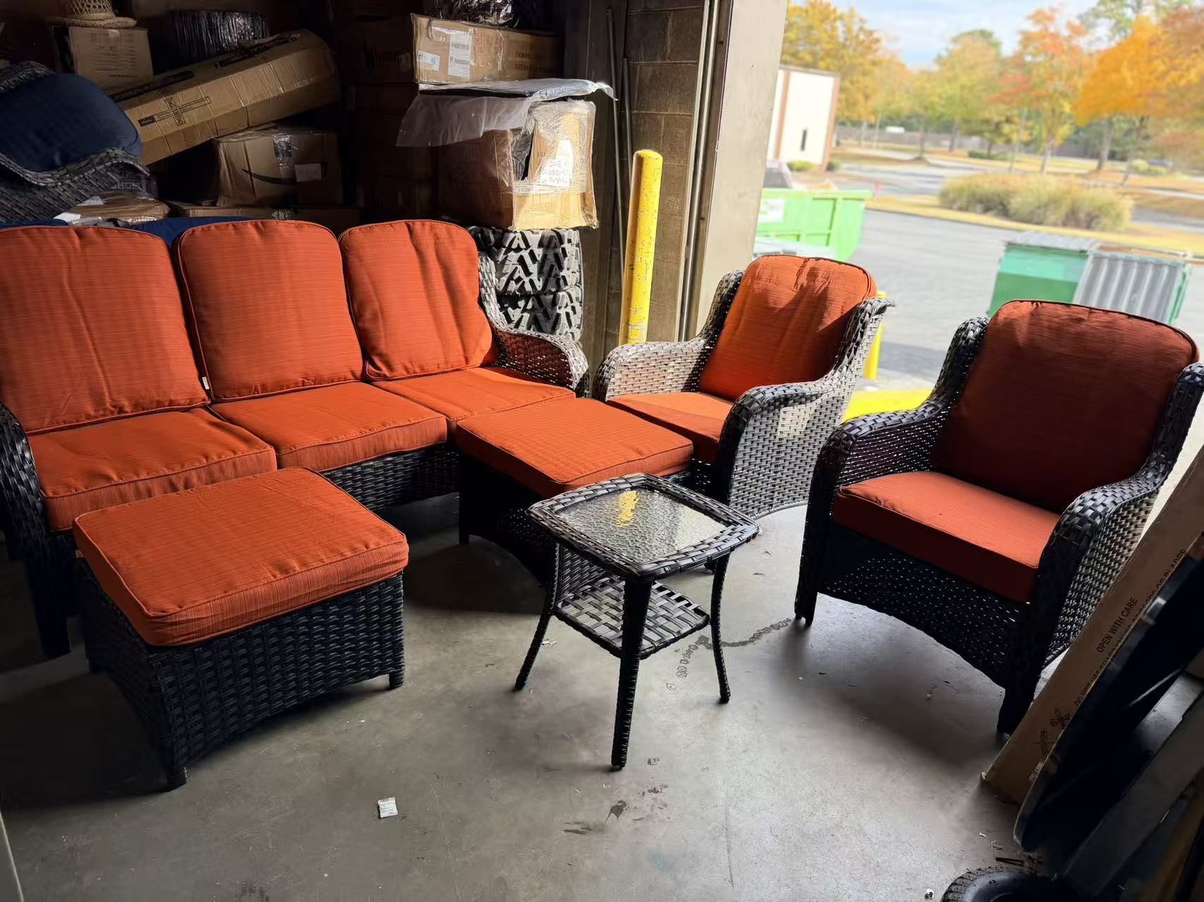 6 Pieces Outdoor Patio Furniture Set, Rattan Wicker Sectional Swivel Rocker Chairs, $450