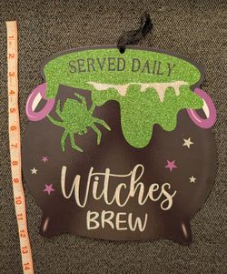 Halloween Witch Cauldron Sign