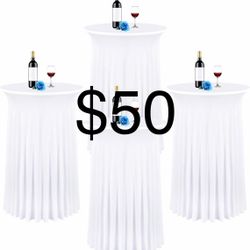 fani 4 Packs 32"x 43" Round Cocktail Table Skirt, Spandex Fitted High Top Table Skirt, Spandex Stretch Cocktail Tablecloth for Wedding Party Bar Banqu
