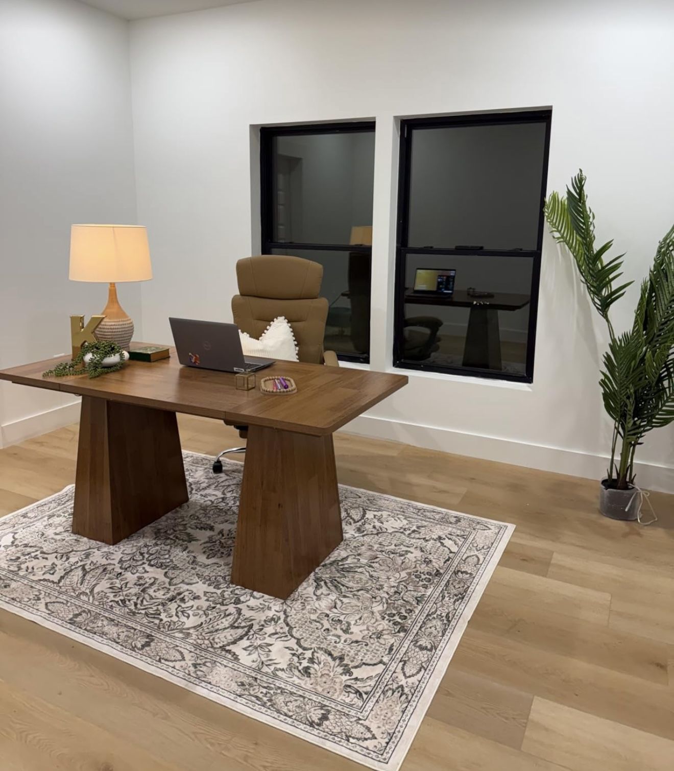 New 63-Inch Executive Desk, Large Office Computer Desk with Double Pedestal, Modern