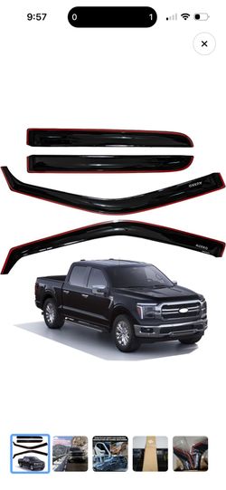 AUXKO in-Channel Window Rain Guards for 2015-2026 Ford F-150 & 2017-2026 F-150 Raptor F-250 F-350 F-450 F-550 SuperCrew. Easy-to-Install Rain Guards f