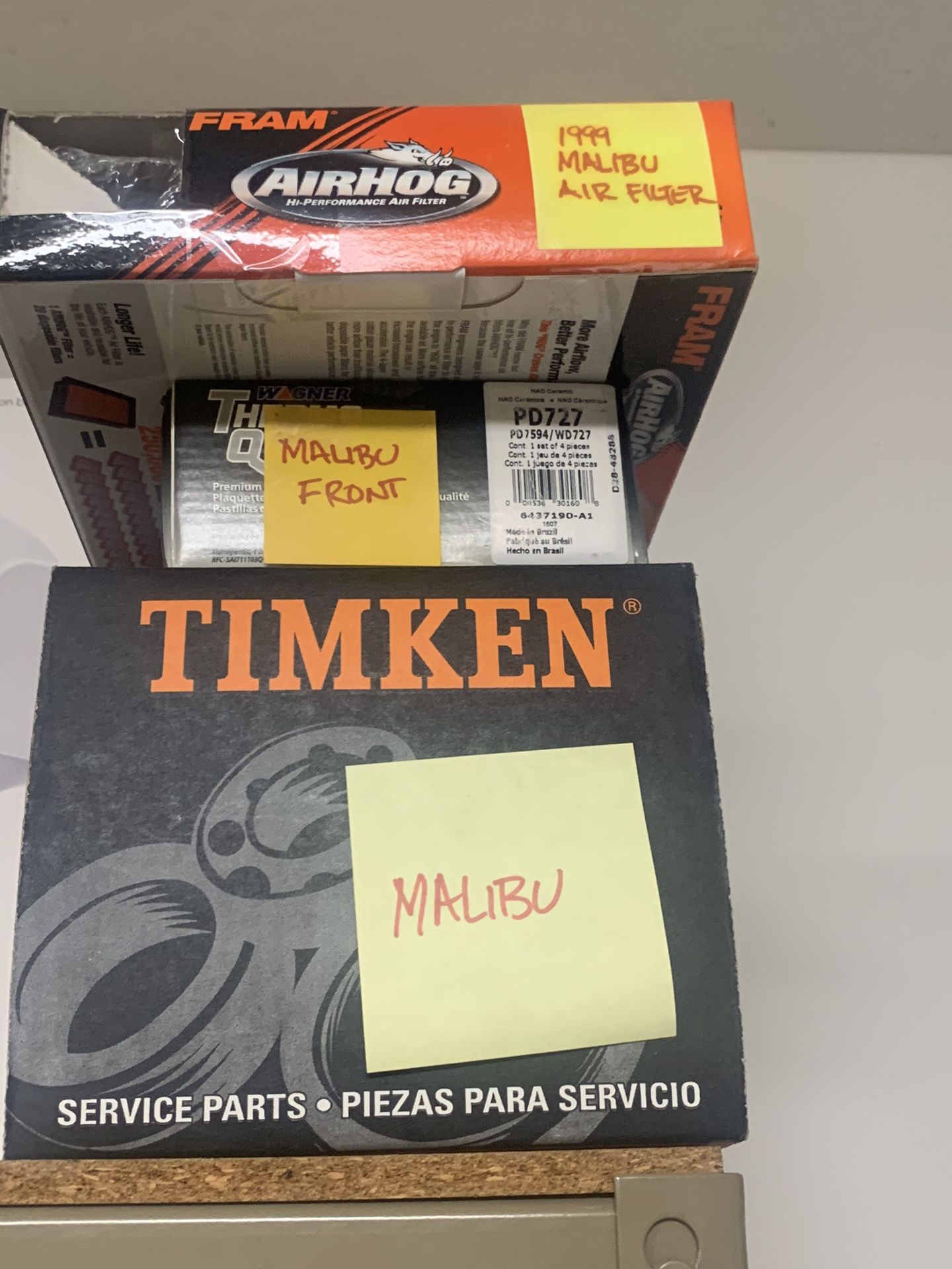 NEW Parts for Chevy Malibu - Wheel Hub/Bearing, Air Filter, Brake Pads + Service Manuals