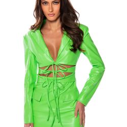 FAUX LEATHER BLAZER DRESS