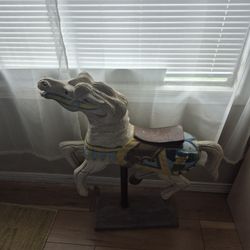 Hand carved wooden horse