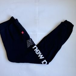 Boys New Balance Warmup Slim FiT Fleece Workout Pants Black/White XL