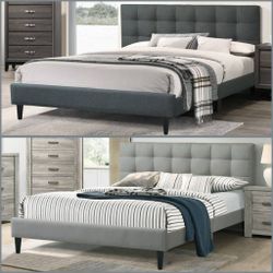 Full Grey Platform Bed With Ortho Mattress Included!!