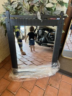 Black Wood Barn Style Mirror