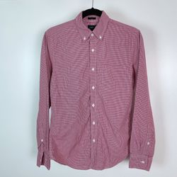 J CREW Slim Red White Plaid Button Down Long Sleeve Shirt S
