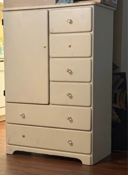 White Wood Armoire Dresser with Drawers