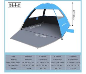 🔥Brand new🔥 Beach Tent Sun Shelter for 6Person, UPF 50+ UV Protection Beach Canopy, Lightweight and Easy Setup Cabana, Portable Shade Tent
