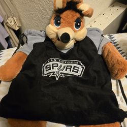 Vintage NWT San Antonio Spurs Coyote Plush Backpack Black/Silver/Brown Collectible