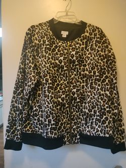 Leopard Print Zip-Up Bomber Jacket