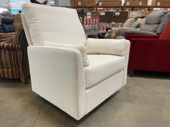 MILLION DOLLAR BABY Ivory Swiveling Recliner with Internal Lever