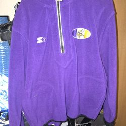 VINTAGE NFL MINNESOTA VIKINGS STARTER PULLOVER FLEECE JACKET 1990S MEDIUM