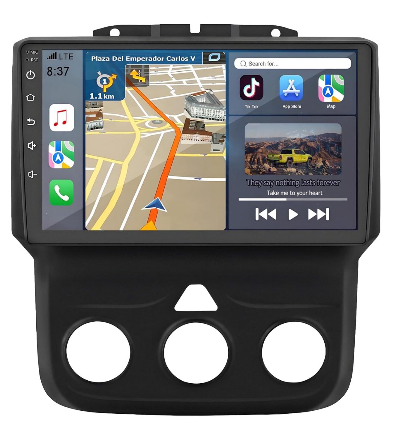 for Dodge Ram 1500 Radio Upgrade 2013-2019: Android 14 Car Stereo Replacement with Wireless CarPlay Android Auto - 9 Inch Touchscreen Head Unit GPS Na