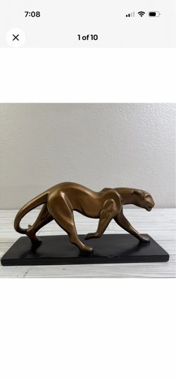 Vintage Austin Sculpture 1998 Walking Panther Signed Bronze Art Deco 12”