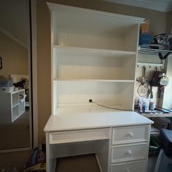 white wood desk + chair 