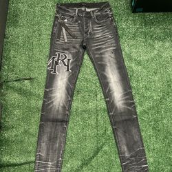 Amiri Gray Logo Jeans Size 28