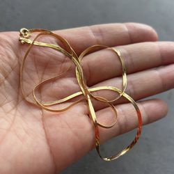 Solid 14k gold herringbone necklace no 1