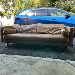 Article Leather Sofa + Matching Ottoman – Clean, Comfy, & Ready to Go