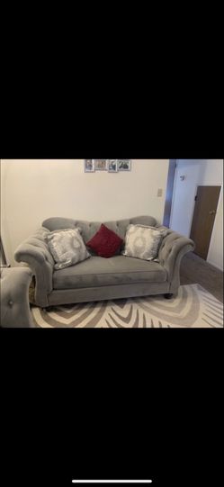 2 Grey Embellished Diamond Couches Two Piece Includes 4 Gray Pillows 