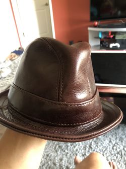Jill Corbett genuine leather fedora hat