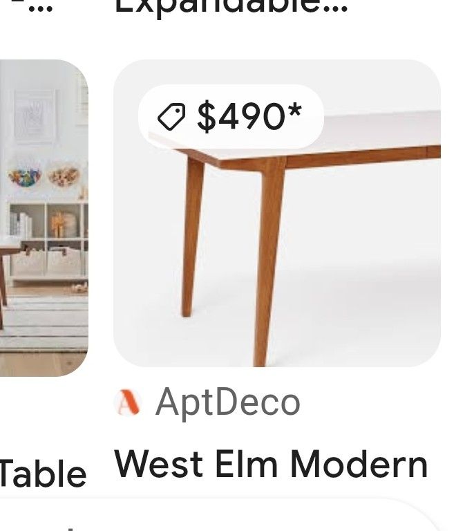 Delivery Avail 50" West Elm Dining Table Kitchenette Mid-century Modern Mcm