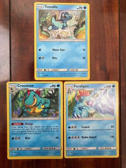 Pokemon Totodile, Croconaw & Feraligatr Shining Legends Non-Holo Evolution Line
