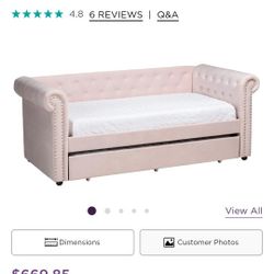 Day Bed Pull Out Two Mattresses Light Pink