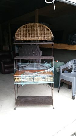 Dining room serving stand  metel with two pull-out storage baskets  36"wide X 6 Ft Tall