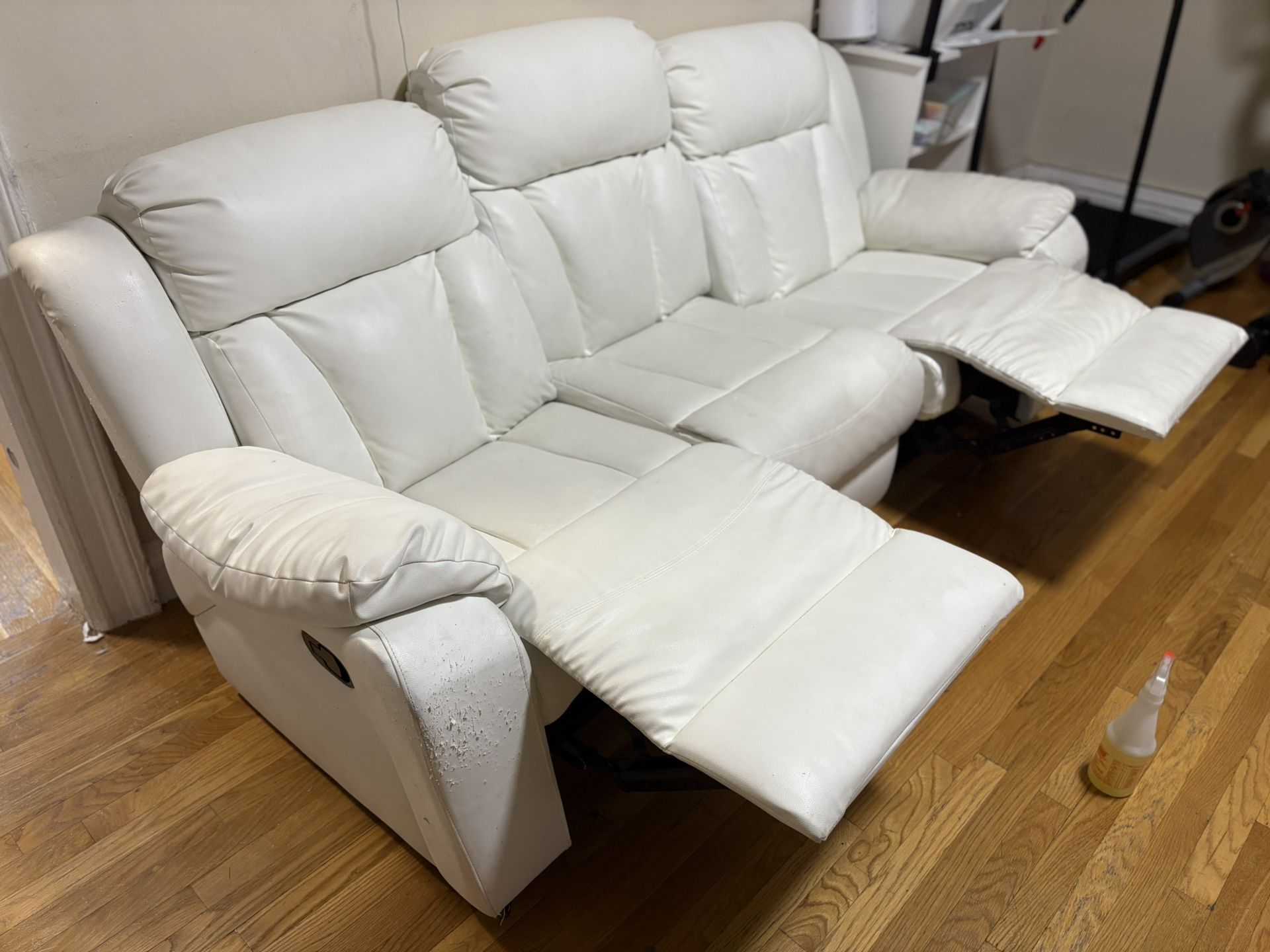 White Leather Reclining Sofas (FREE)