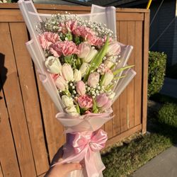 Pink and White Tulips  Bouquet 