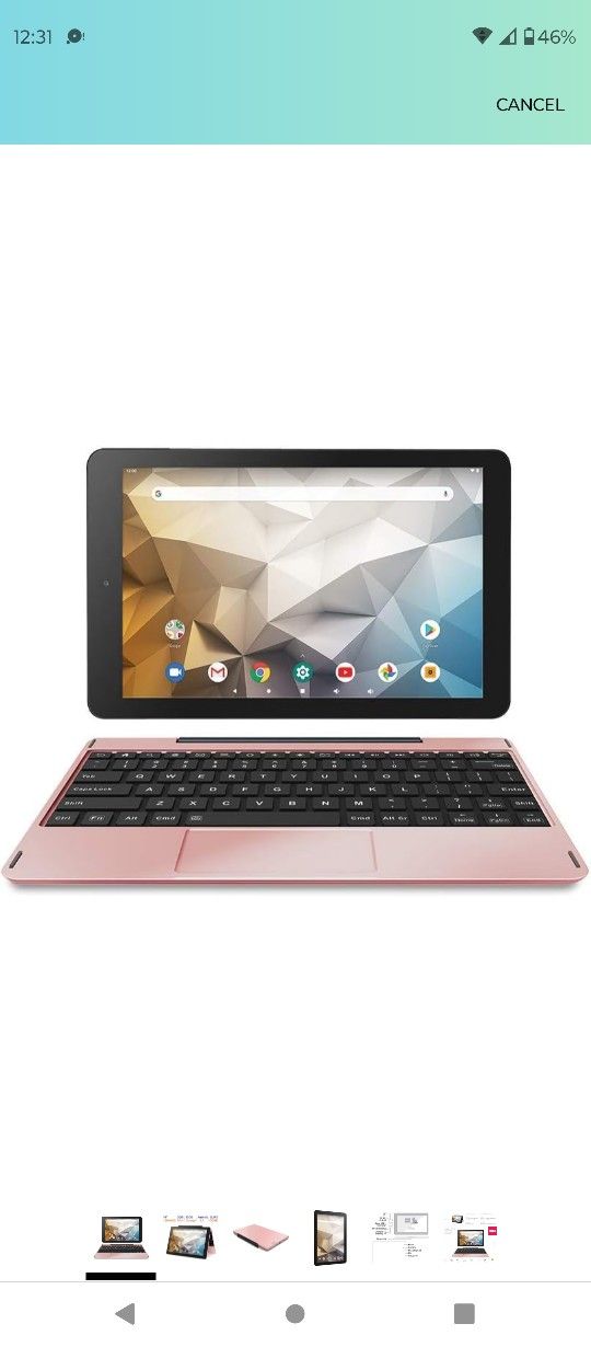 RCA Atlas 10 Pro 10 Inch Android 9 Tablet with Keyboard Rose Gold