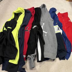 Six Youth Hoodies And One Track Jacket, All Size Youth Small