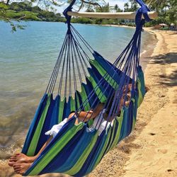 Large Brazilian Hammock Chair Cotton Weave - Extra Long Bed - Hanging Chair for Yard, Bedroom, Porch,...