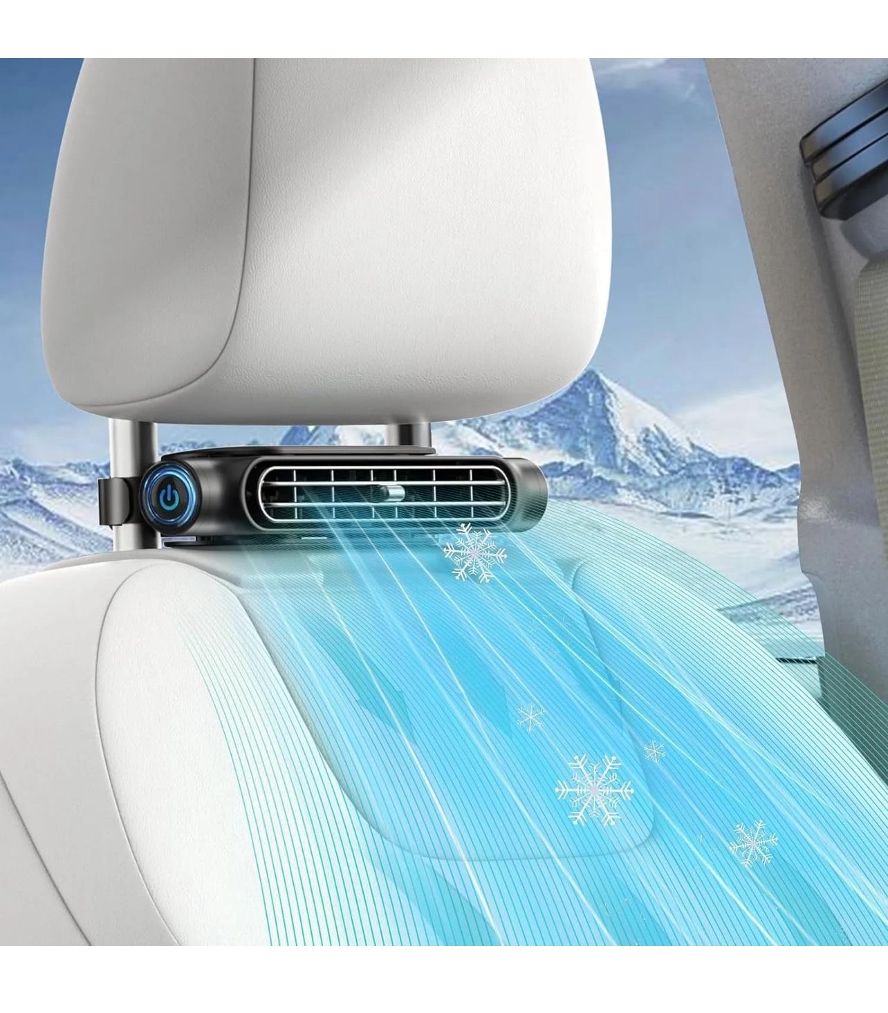 Niubixx Car Fan for Driver and Passenger's Seat - Mini Portable USB Backseat Cooling Fan Kids Baby Quiet headrest Neck Fan Accessories with 3 Adjustab